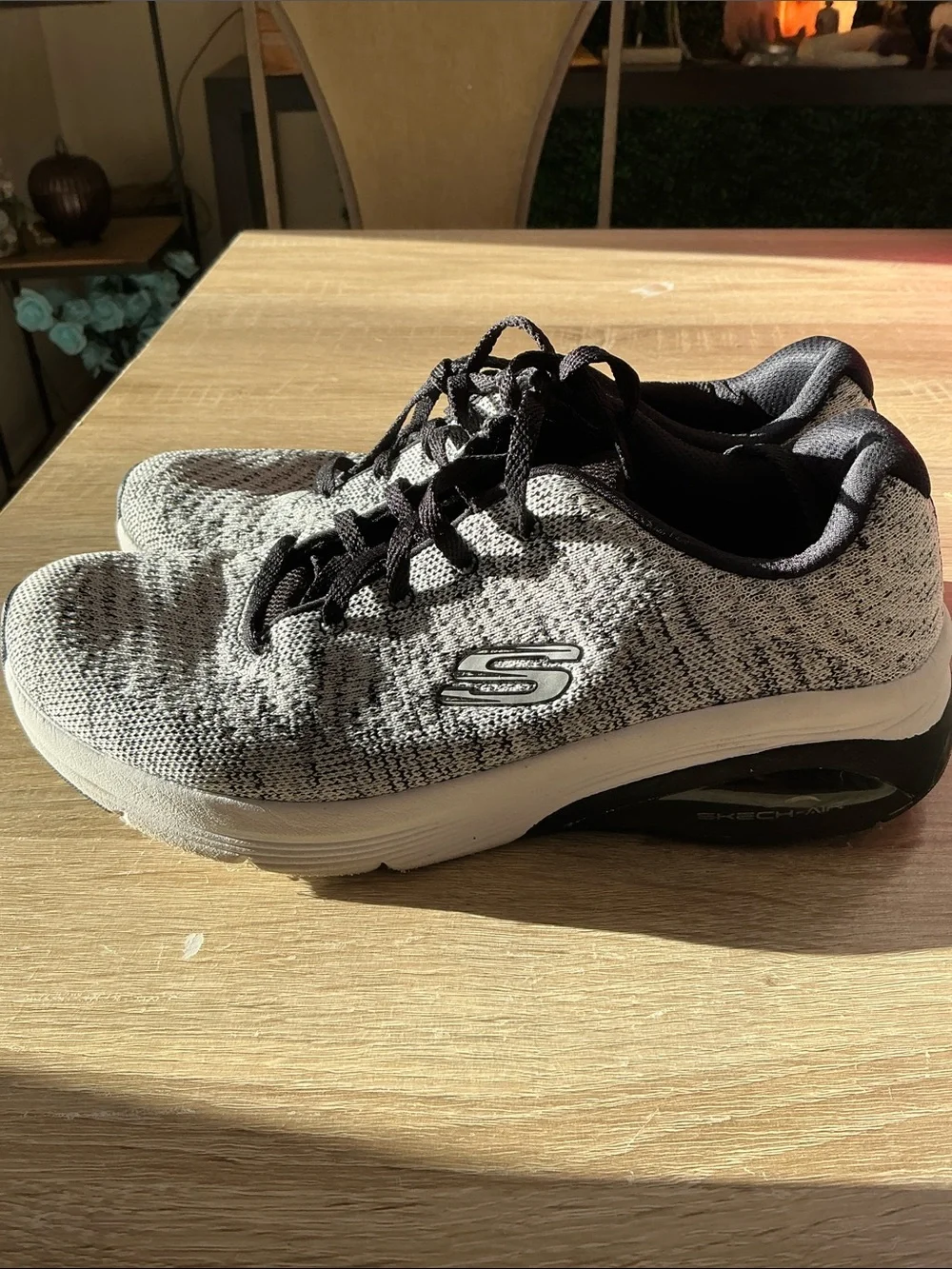 Skechers Women's Gray and Black Knit Slip-On Walking Sneakers
